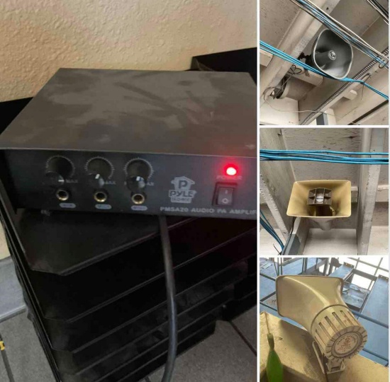 Pyle PMSA20 Audio PA amplifier & 3 speakers.