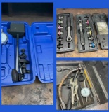 Assorted tool kits. Gear wrenches, Matco Tools dial indicator set & KD tool kit