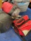 Camping items. RinseKit, Fridge storage unit, 1 sleeping bag. Inflatable Mattress pad, 4 pieces