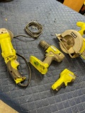 Ryobi tools. Saw, drill , thermometer no batteries. Electrical grinder turned on. 4 pieces