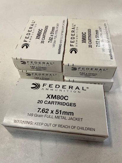 Federal XM80C 7.62 x 51 mm 100-Rounds ammo