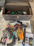 Metal tool box and assorted tools