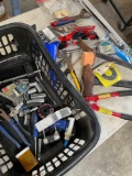 Plastic basket and assorted tools