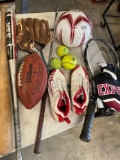 Sporting items . Pump, Jersey, racket, glove, balls, etc
