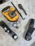 Assorted tools/ accessories. Trailer hitch, wrench, etc