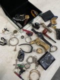 Assorted watches, wallets, smoking accessories, etc