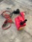 Jumper cables, 1 gallon gas container, funnel, pump. 4 pieces