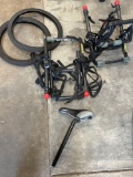 2) bike racks, bike tires, bike seat.