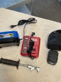 Assorted items. Kobalt battery charger, Skil battery charger, Skil battery with bag, Kobalt tool
