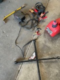 Chargers, lug wrench, 1 gallon gasoline container, cables, etc. 5 pieces