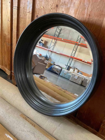 Round mirror 37" diameter Beveled glass, 6" Wood deep Frame.
