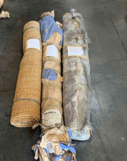 2) rugs 9'L and 78" L, & curtain and curtain rods 105"L