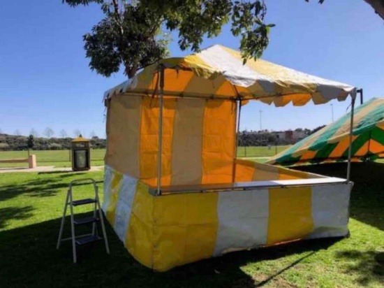 10' x 10' yellow carnival booths. Canopy, 1 rail, poles, fittings, pins