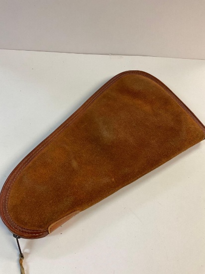 Vintage Suede leather 15" gun case with YKK zipper