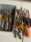 Box and assorted screwdrivers