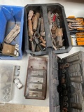 Plastic boxes and assorted tools