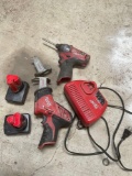 Milwaukee Hackzall, impact driver, rotary tool, 2 batteries, charger station. 7 pieces. WORKS