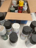 Assorted paint sprays/ finishes, 19 bottles, 10 of them are full