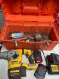 Dewalt Hammer drill WORK, assorted tools battery, charger & tool box