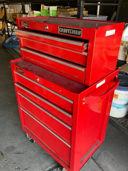 Craftsman Ball Bearing 7 drawer, rolling tool chest with removable top cabinet