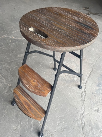 Cokas Diko Wood/ metal two step, foldable sitting stool. BSA Donation