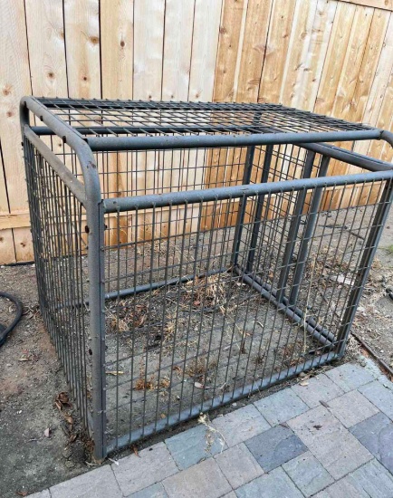 Heavy duty cage, for large animal, has sliding side door 44" T x 52" W x 37" D
