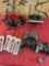 Assorted items. headphones, soft cases, Sony, Xbox & Raiders controllers, googles. 9 pieces