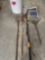 Rubbermaid trash can, solar panel, polls, gardening tools