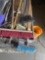 Household Brooms, brushes, Mops, assorted items. cart NOT included