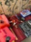 Assorted Automotive items. Gasoline cans, Hammer, Cables, tools, etc