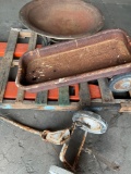 Yard Art, Vintage Red Wagon & fire pit