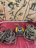 Rope, Lufkin 100' tape, cargo net, attachment. 4 pieces