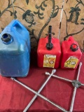 Automotive Star Wrenches, 1 & 2 gasoline cans, Blue Kerosene 5 gallon container. 5 pieces