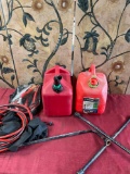 Automotive Assorted items. Jumper cables, Star wrenches, gasoline cans. 6 pieces
