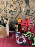 Assorted items, Gloves, gasoline cans, straps, etc. 10 pieces