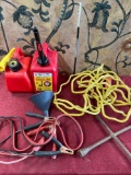 Gasoline Cans Star wrench, jumper cable, funnel, electrical cord. 6 pieces
