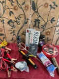 Automotive assorted items, License plates, Jumper cables, Rope, etc.