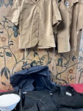 Military, clothing,18R shirts, 20MR pants, hat with storage bag, garment bag. 6 pieces