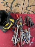 Dewalt tool bag, Craftsman box wrenches, screw drivers and assorted tools