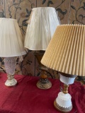Vintage table lamps, all turn on. 3 pieces