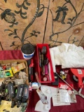 Household repair items, Scrapers, Hose connectors, patch, power tool batteries etc.