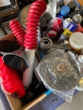 Assorted car items, assorted cans, cleaning supplies, etc