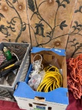 Assorted items. Cords, shelving parts, etc.