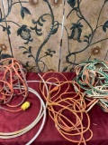 3) assorted electrical cords 1) tubbing