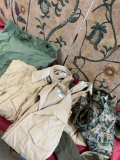 Military items, Duffle bag, assorted shirts, & hats. 9 pieces