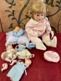 Vintage dolls. 1 plastic, 3 jointed dolls( one needs work 1 Stamped J Turner 1957. 5 pieces