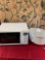 Sharp microwave (turned on) & Rival Crock pot