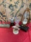 Hourglass, Eagle figurines, Vintage golfer sculpture, Glass vase, etc. 5 pieces
