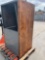 Metal two door cabinet with wood top. 36