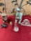 Assorted glass, copper, stone figurines. 6 pieces